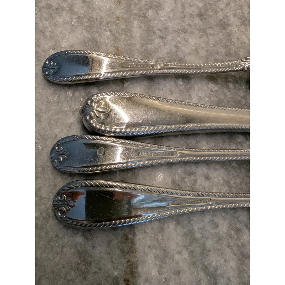 4 Lenox TUDOR BEAD Stainless 18/10‎ Glossy Rope Edge Flatware
